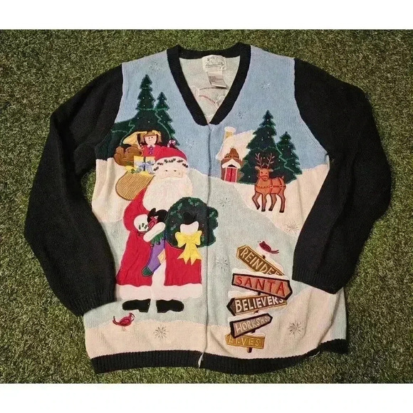 Quacker Factory Sweaters - VINTAGE The Quacker Factory Cardigan Women Medium Sweater Embroidered V Neck